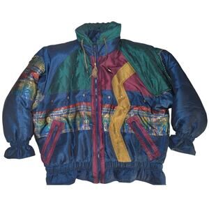 VTG G4000 Colorblock Ski Jacket Metallic Nylon Retro 80s Made Korea M